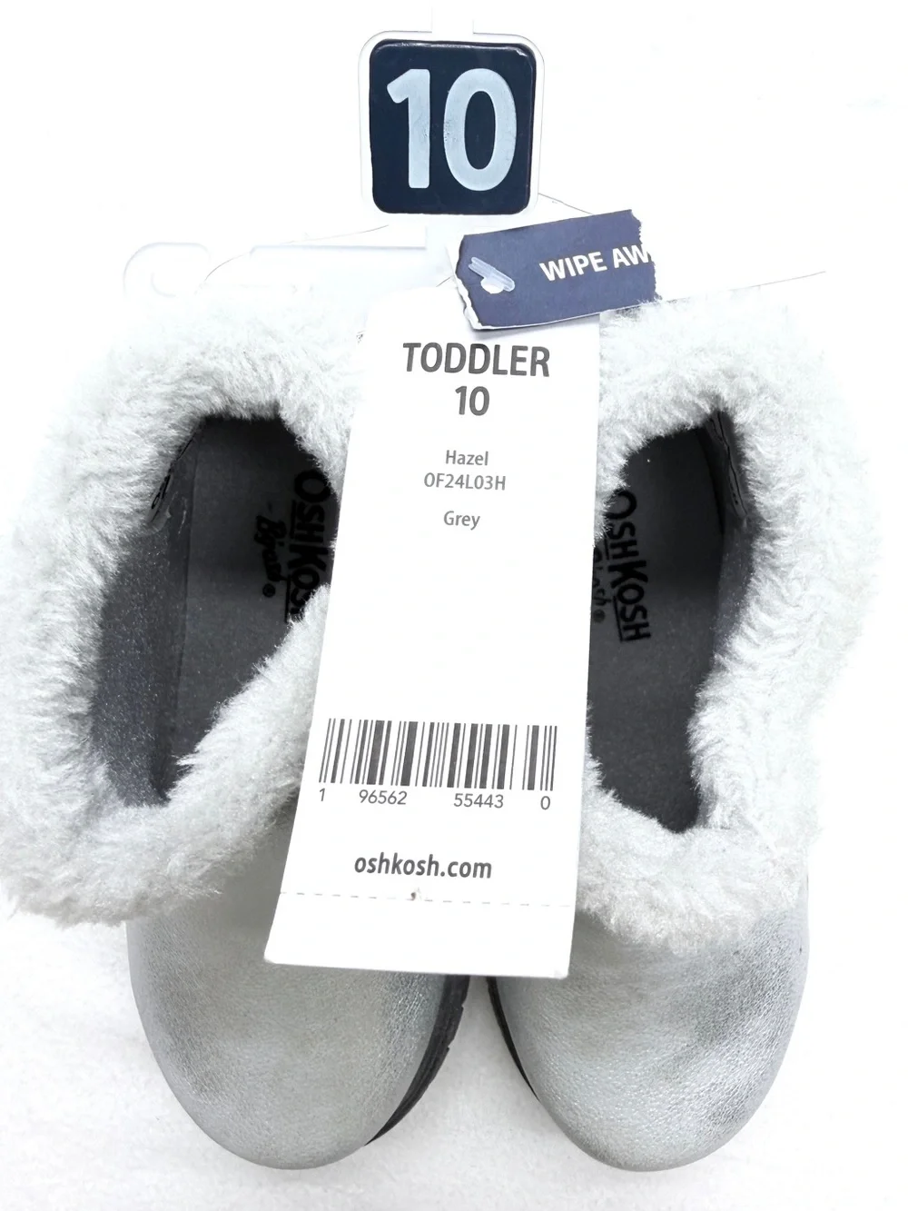 OshKosh Hazel Cozy Boots Girls 10 Silver Faux Fur Zip NWT